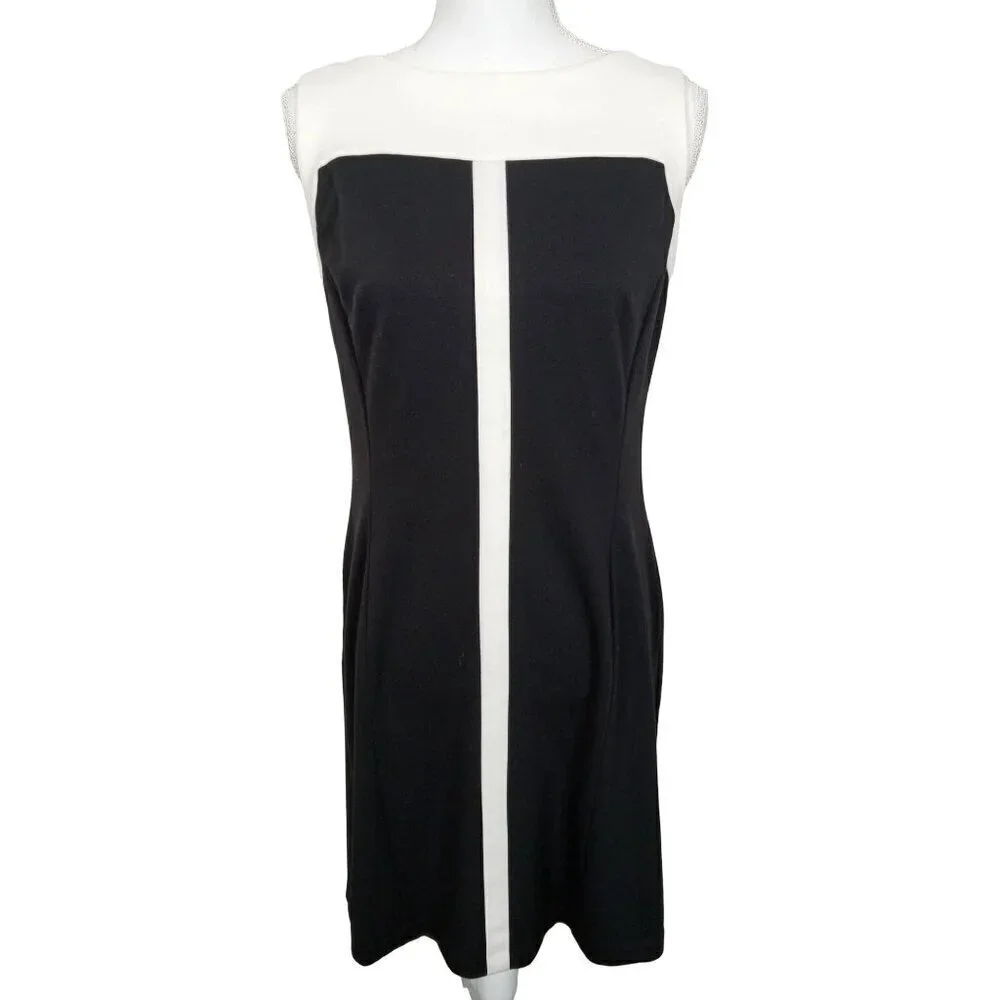 LAUREN RALPH LAUREN Monochrome Day Dress Black/White Size 10 EUC
